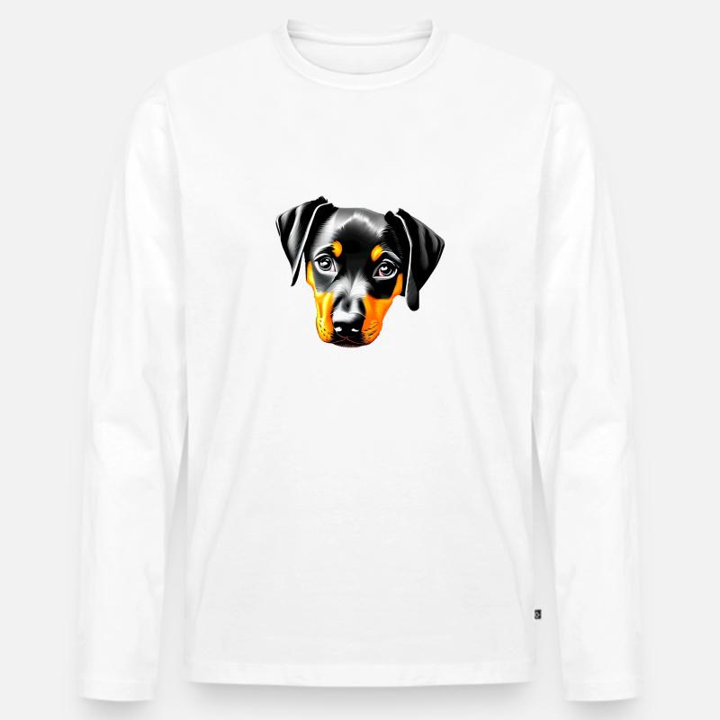 Dobermann Hund Dobermanntrainer Dobermannwelpe - Männer Premium Bio Langarmshirt - Weiß