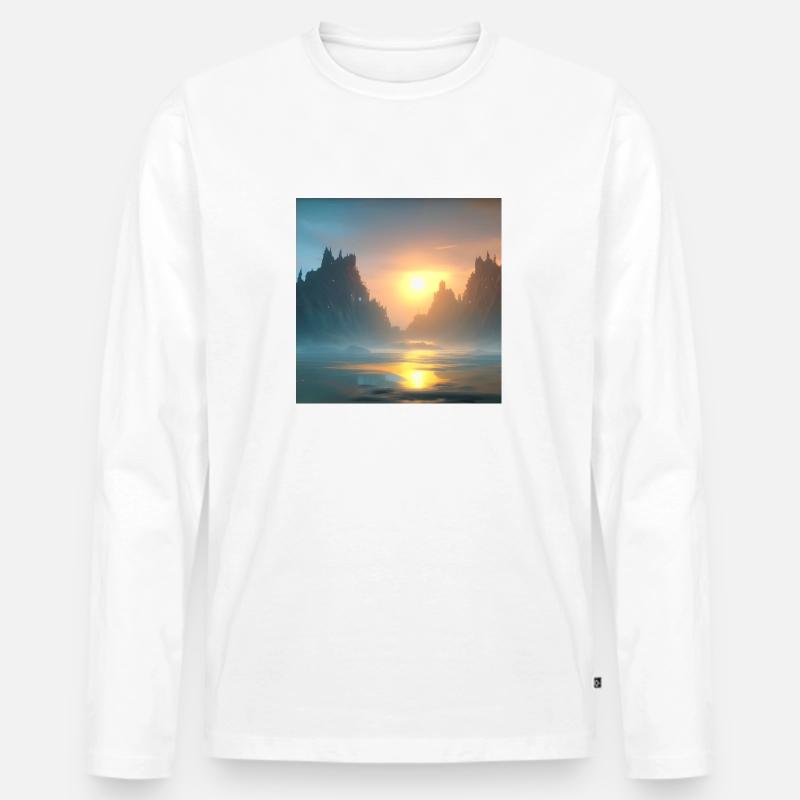 Sunset over the bay - Männer Premium Bio Langarmshirt - Weiß