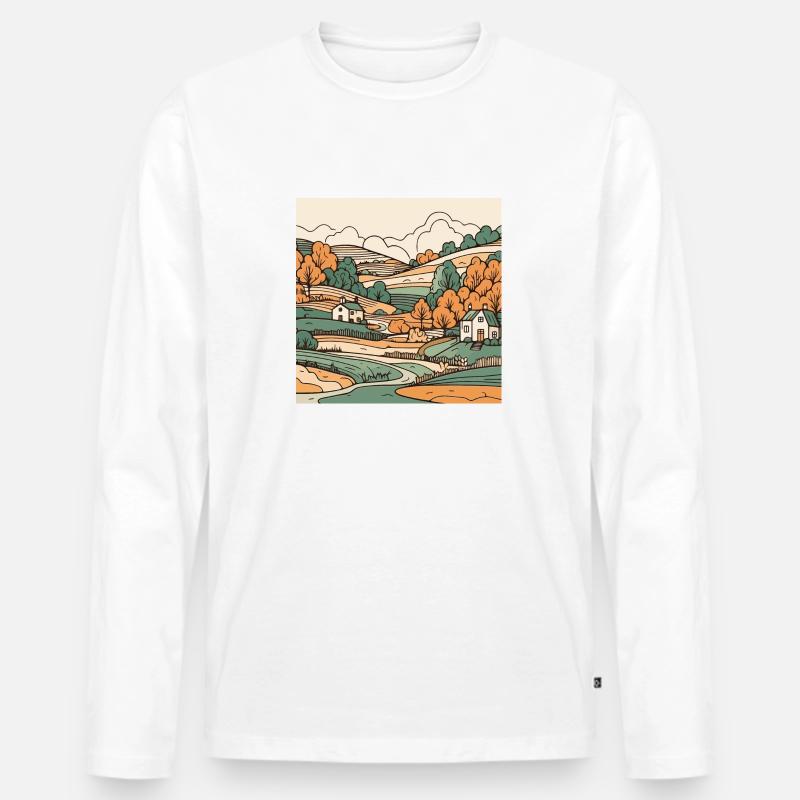 Landschaft - Männer Premium Bio Langarmshirt - Weiß