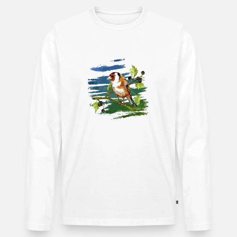 Bunter Vogel - Männer Premium Bio Langarmshirt - Weiß