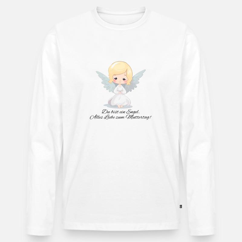 Du bist ein Engel spruch - Muttertags Geschenk - Männer Premium Bio Langarmshirt - Weiß
