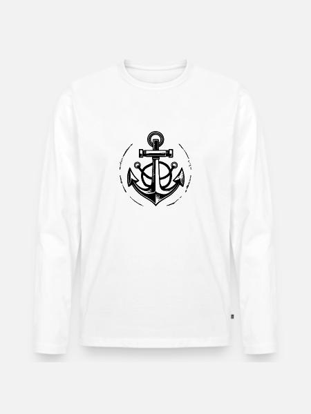 Anker Boot Schiff Nautik - Männer Premium Bio Langarmshirt - Weiß