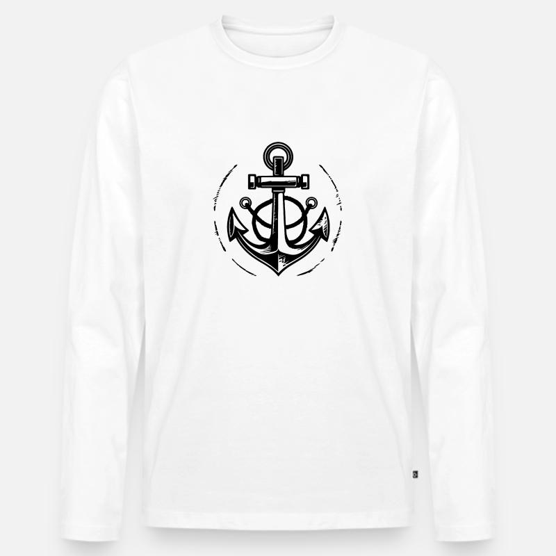 Anker Boot Schiff Nautik - Männer Premium Bio Langarmshirt - Weiß