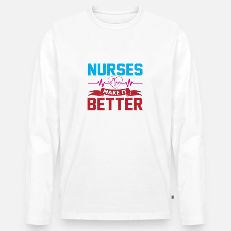 Nurses make it better - Männer Premium Bio Langarmshirt - Weiß