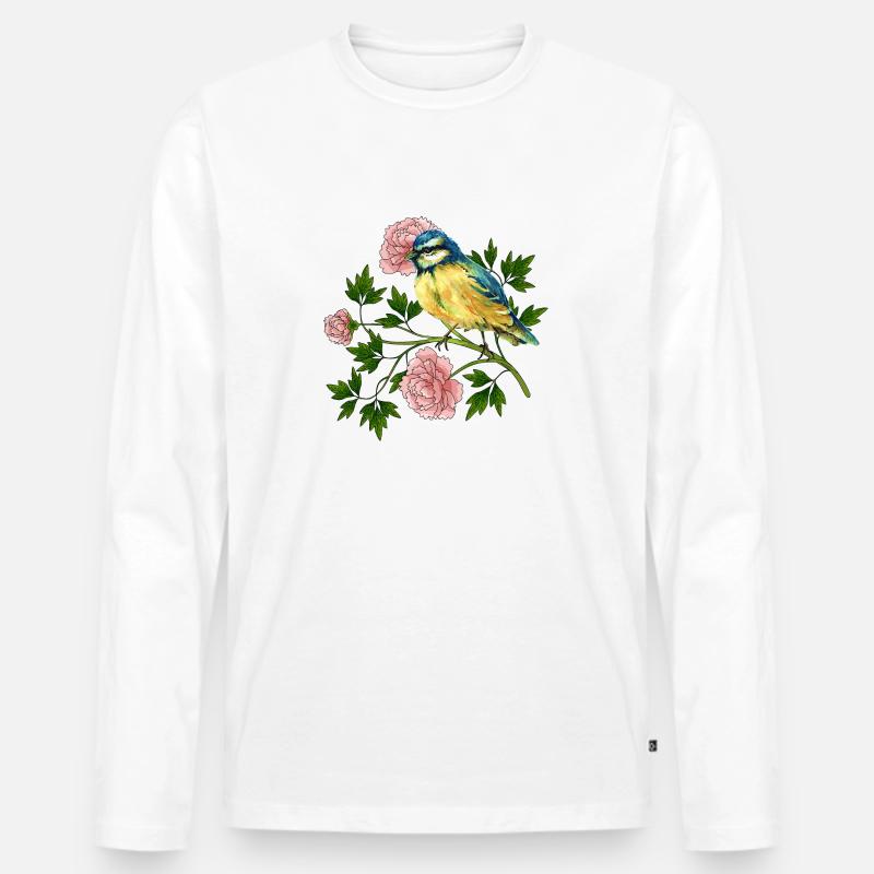 Bunter Vogel - Männer Premium Bio Langarmshirt - Weiß