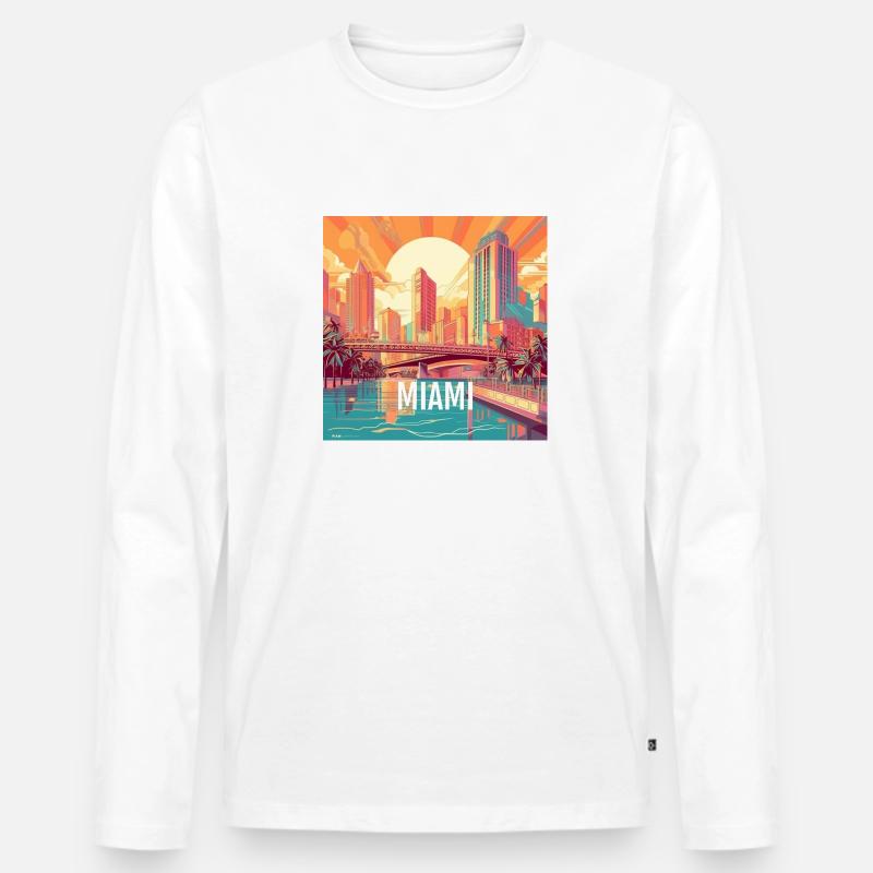 Miami - Männer Premium Bio Langarmshirt - Weiß