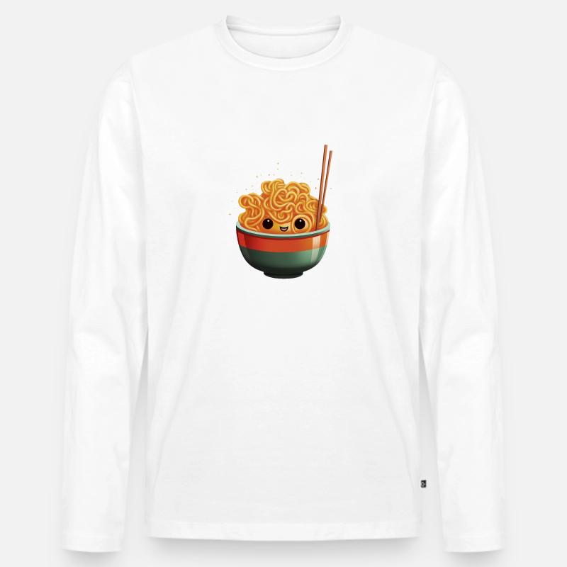 Süße Ramen Suppe - Männer Premium Bio Langarmshirt - Weiß