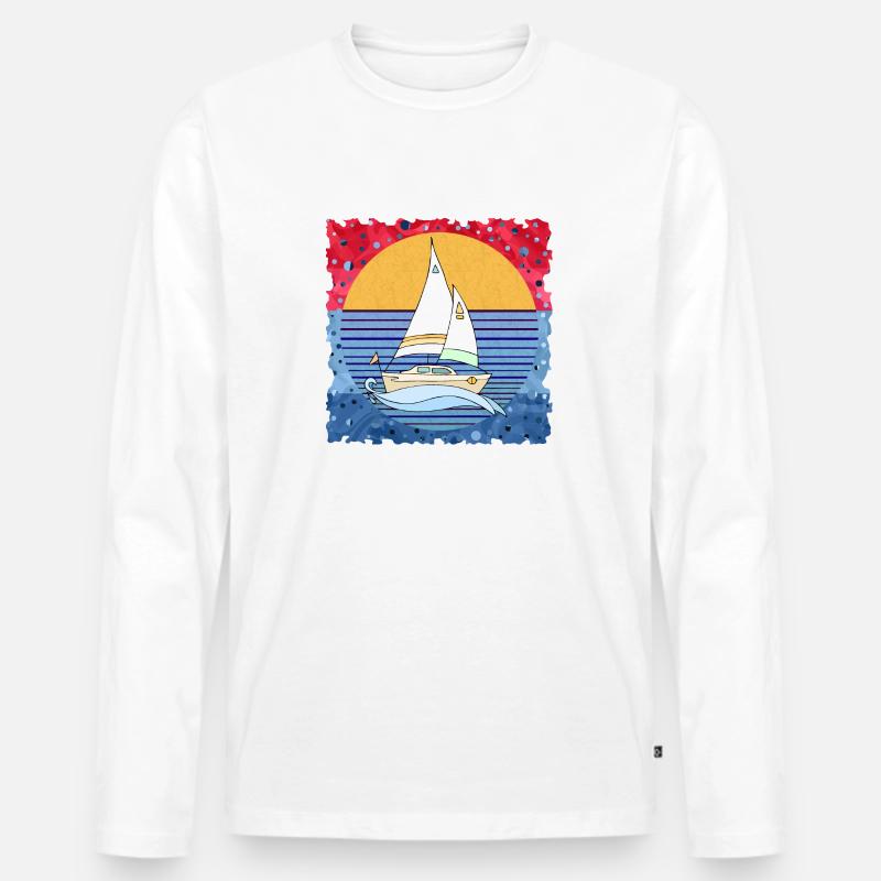 Segelboot - Männer Premium Bio Langarmshirt - Weiß