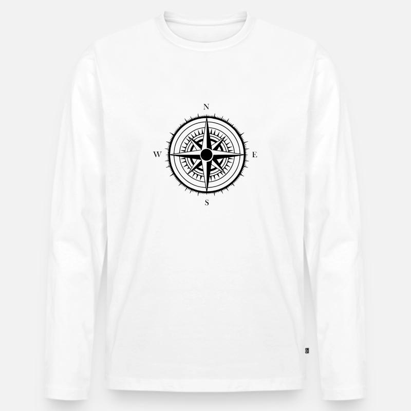 Kompass Nautik Segelboot Seefahrer - Männer Premium Bio Langarmshirt - Weiß
