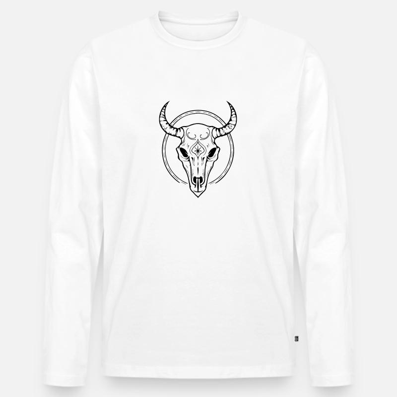 Kuh Schädel Boho - Männer Premium Bio Langarmshirt - Weiß