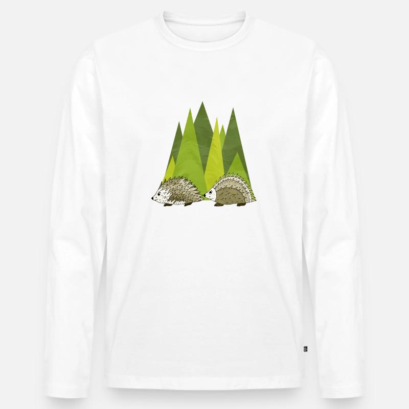 Igel - Männer Premium Bio Langarmshirt - Weiß