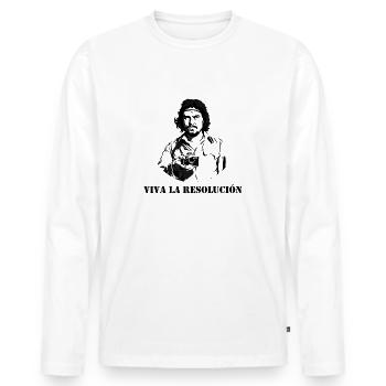 Viva la Resolución - Vive la résolution ! - T-shirt manches longues Premium bio Homme - blanc - Devant - Nico (187cm)