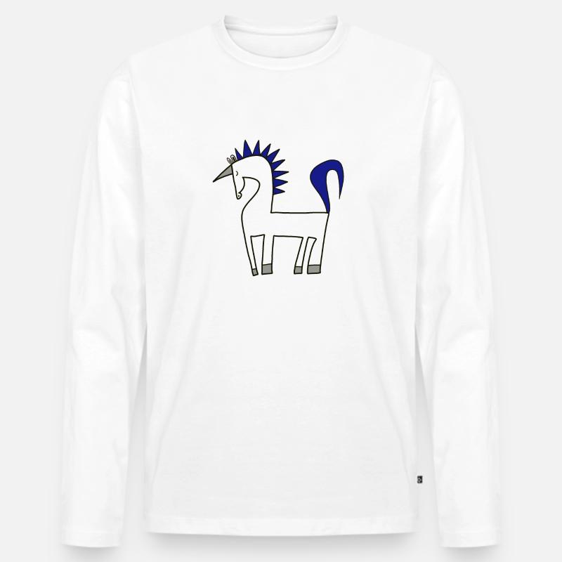 weißes Einhorn - Männer Premium Bio Langarmshirt - Weiß