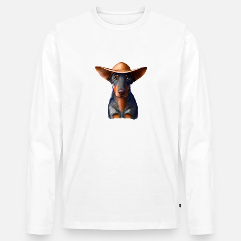 Dobermanntrainer Hund Dobermannwelpe Dobermann - Männer Premium Bio Langarmshirt - Weiß