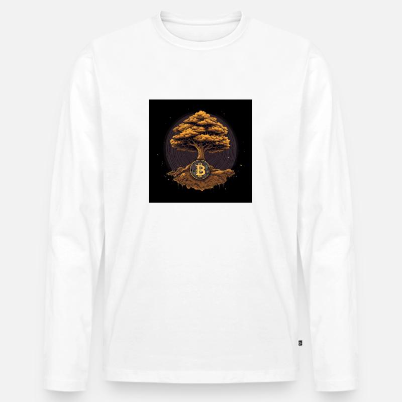 Bitcoin Baum Wachstum - Männer Premium Bio Langarmshirt - Weiß