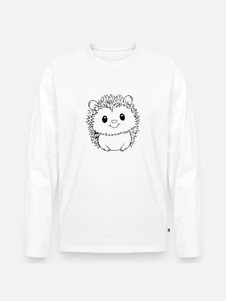 Igel Wald Stachelig Tier - Männer Premium Bio Langarmshirt - Weiß