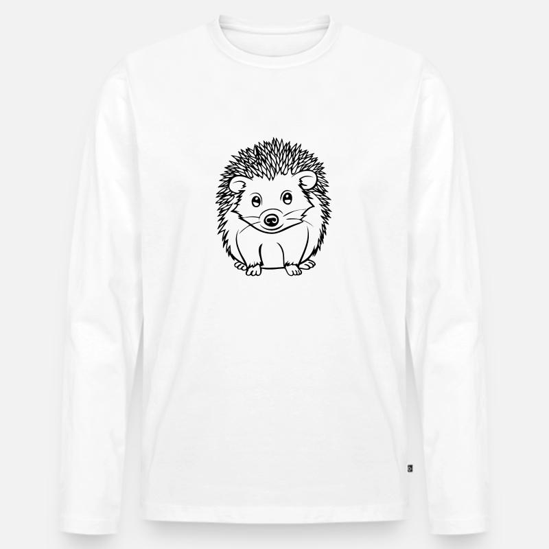 Igel Wald Stachelig Tier - Männer Premium Bio Langarmshirt - Weiß