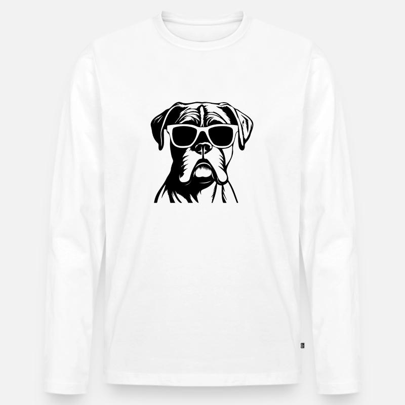 Boxer Hund Hunderasse - Männer Premium Bio Langarmshirt - Weiß