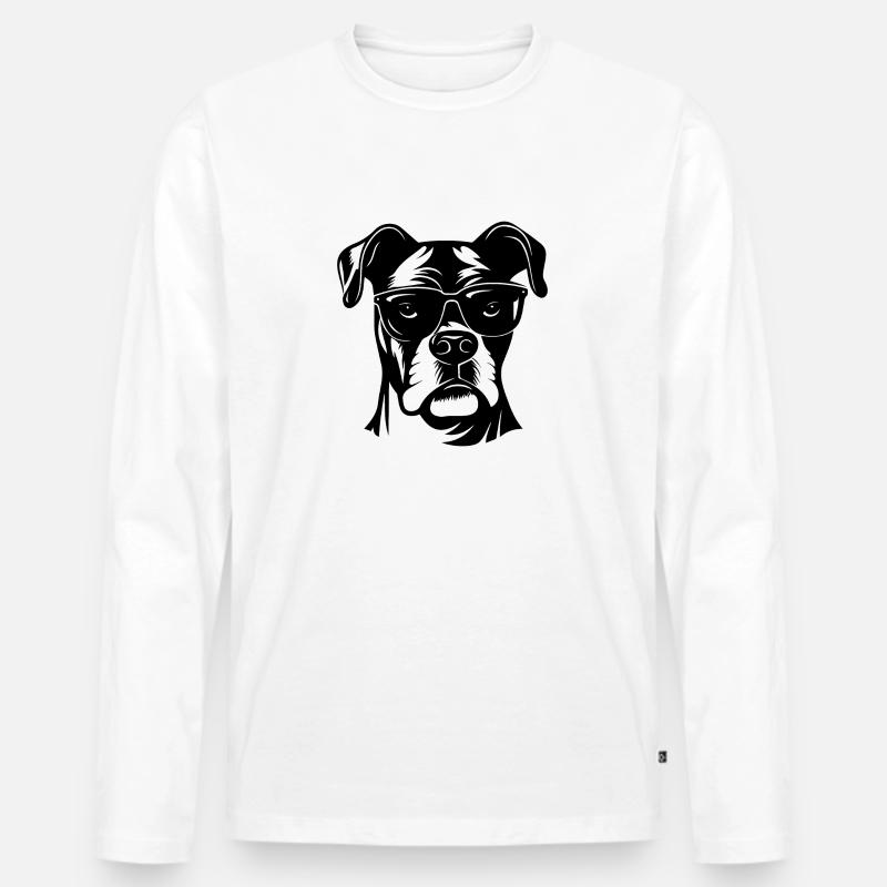 Boxer Hund Hunderasse - Männer Premium Bio Langarmshirt - Weiß