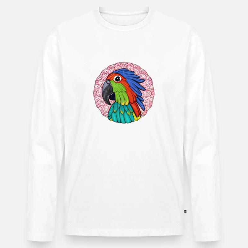 schöner heller Papagei | - Männer Premium Bio Langarmshirt - Weiß