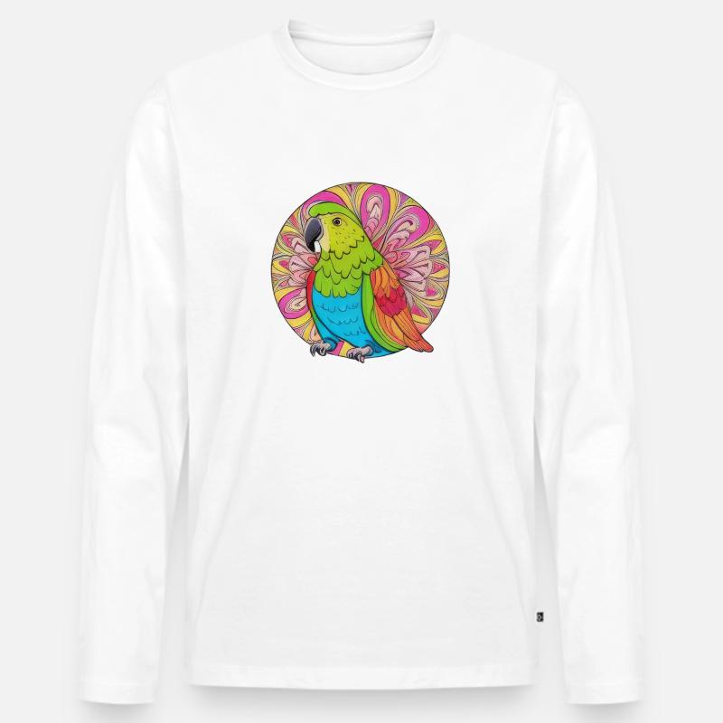 schöner heller Papagei | - Männer Premium Bio Langarmshirt - Weiß