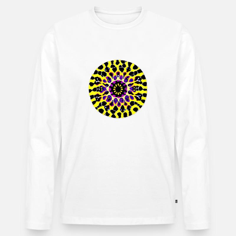 Bunter Tintenklecks | - Männer Premium Bio Langarmshirt - Weiß