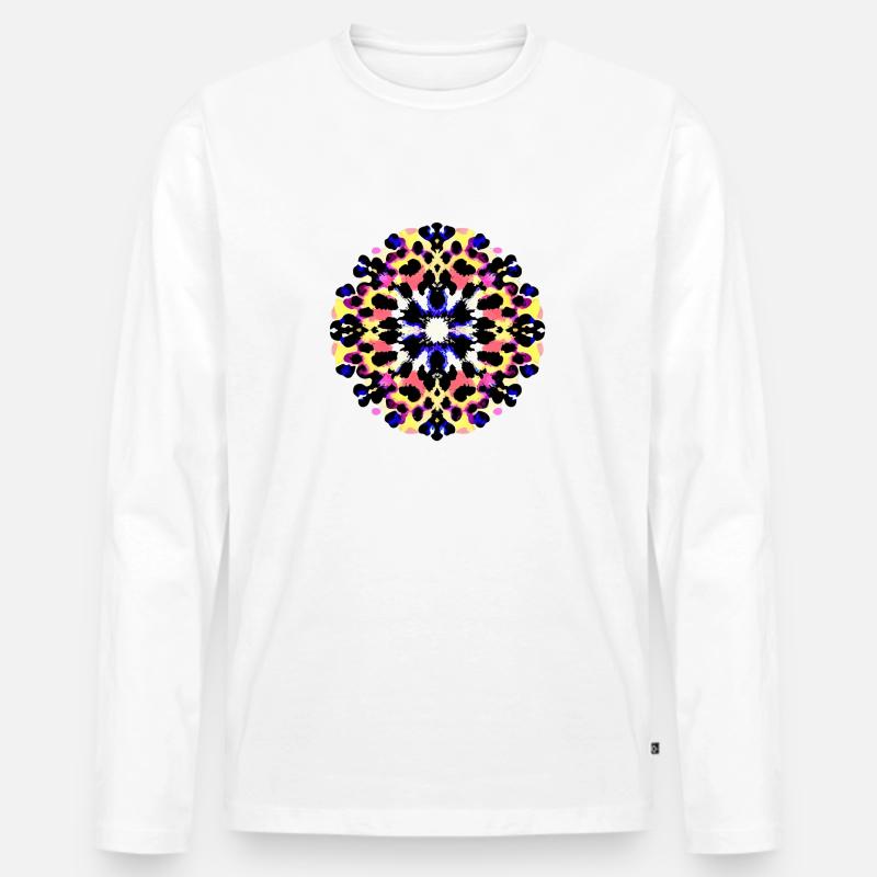 Bunter Tintenklecks | - Männer Premium Bio Langarmshirt - Weiß