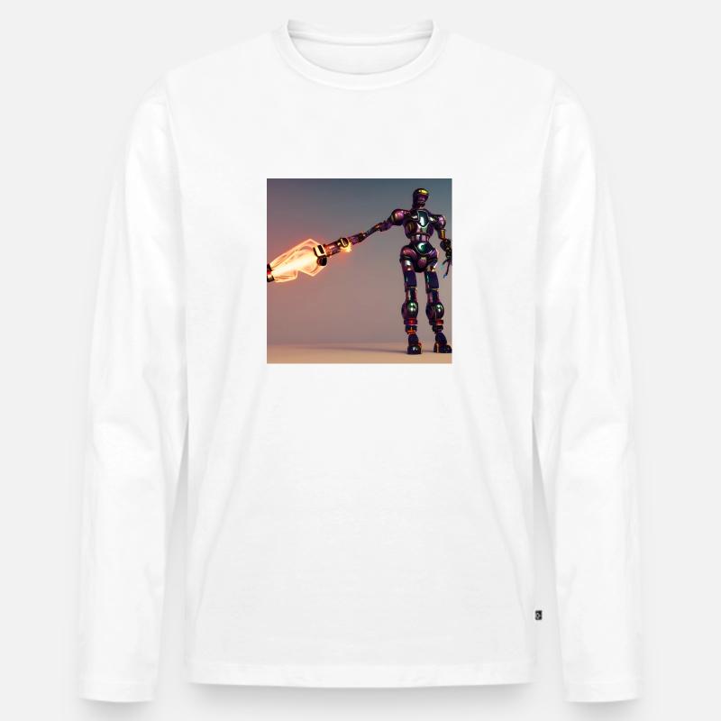 Humanoider Roboter - Männer Premium Bio Langarmshirt - Weiß