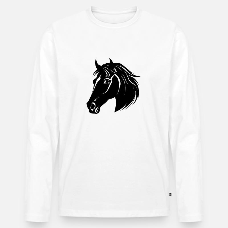 Pferd Pferdekopf Pony - Männer Premium Bio Langarmshirt - Weiß