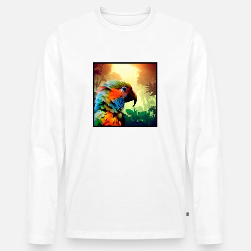 Papagei - Männer Premium Bio Langarmshirt - Weiß