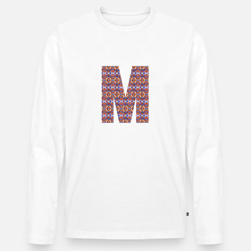 Monogramm Buchstabe M - geometrisches Muster - Männer Premium Bio Langarmshirt - Weiß