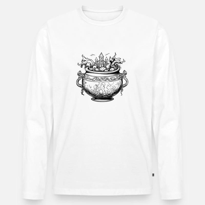 Kessel Magisch Hexe Halloween - Männer Premium Bio Langarmshirt - Weiß
