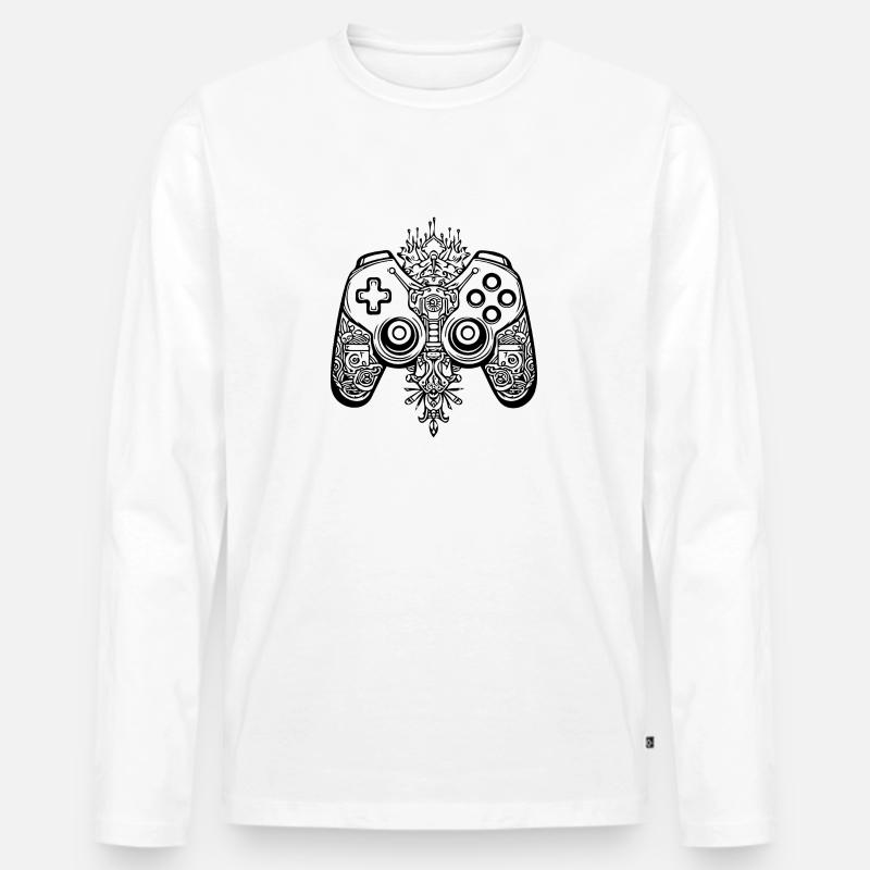 Controller Gaming Videospiele Gamepad - Männer Premium Bio Langarmshirt - Weiß