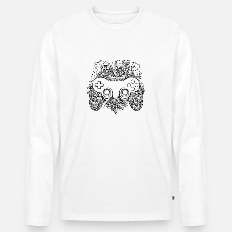 Controller Gaming Videospiele Gamepad - Männer Premium Bio Langarmshirt - Weiß