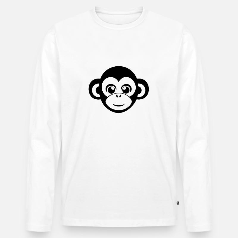 Affe Affen Affengesicht Dschungel - Männer Premium Bio Langarmshirt - Weiß