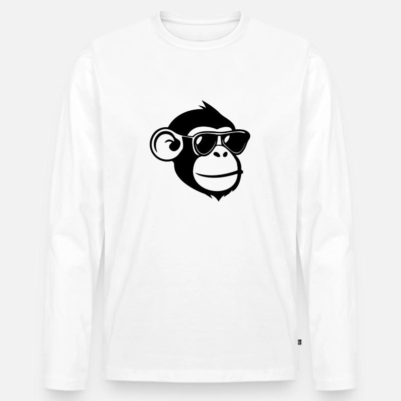Affe Affen Affengesicht Dschungel - Männer Premium Bio Langarmshirt - Weiß