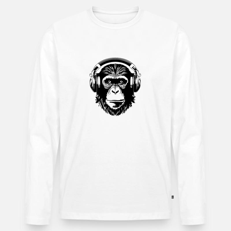 Monkey Monkey Monkey Face Jungle - Men's Premium Organic Long Sleeve Shirt - white
