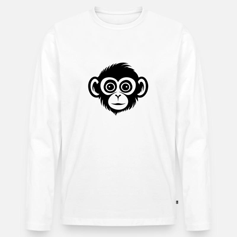 Affe Affen Affengesicht Dschungel - Männer Premium Bio Langarmshirt - Weiß