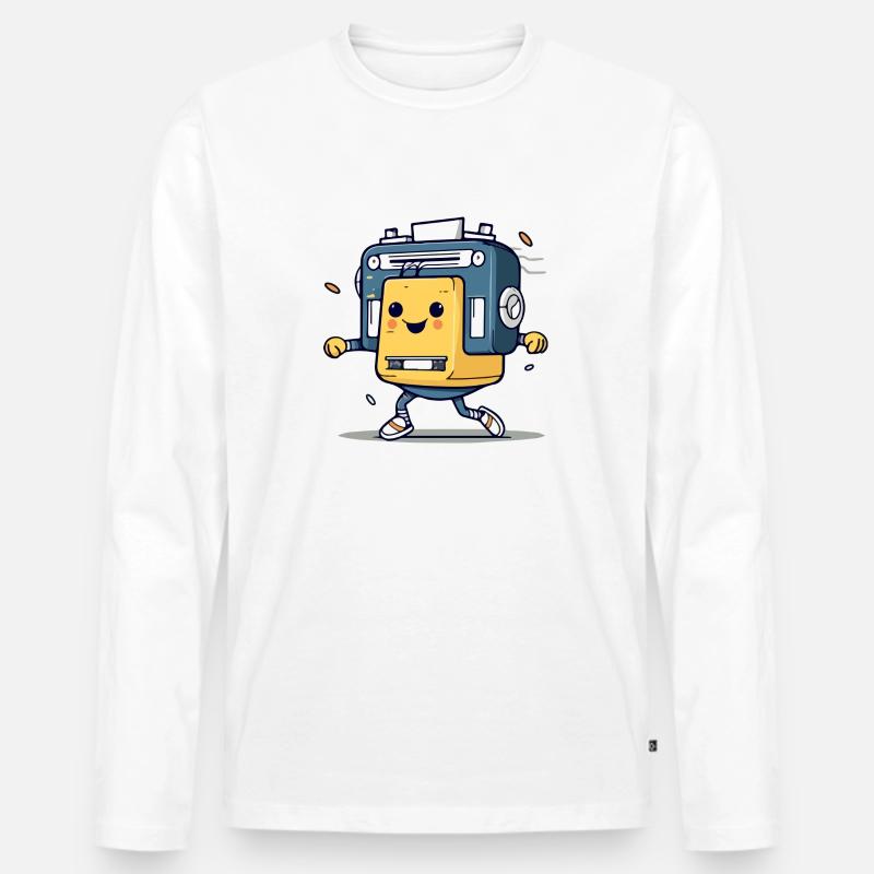 Danso der Walkman - Männer Premium Bio Langarmshirt - Weiß
