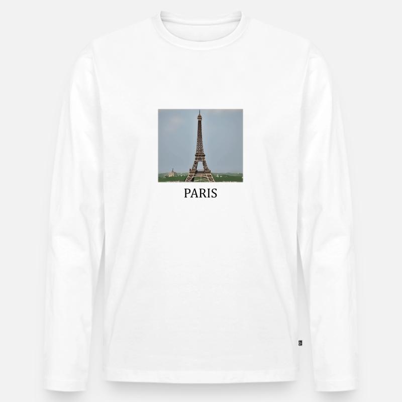 Paris - Männer Premium Bio Langarmshirt - Weiß