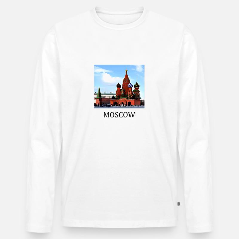 Moskau - Männer Premium Bio Langarmshirt - Weiß