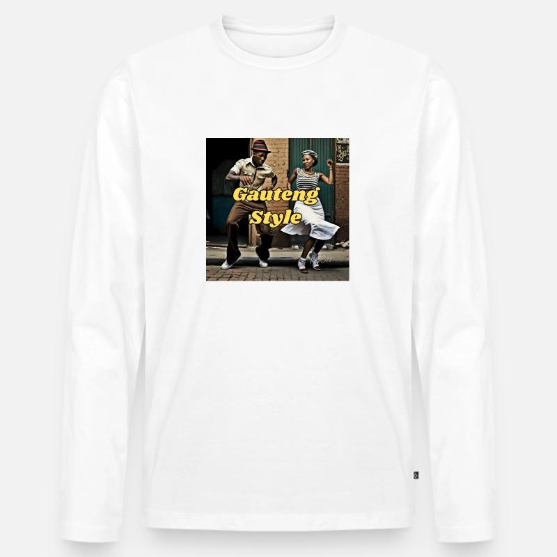 Gauteng-Stil - Männer Premium Bio Langarmshirt - Weiß