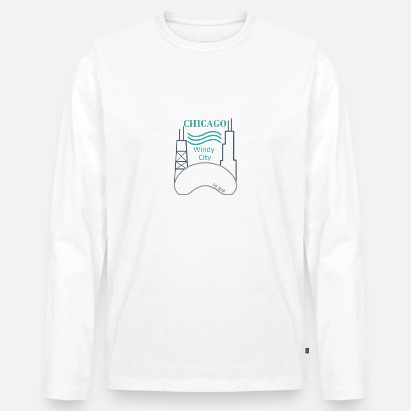 Chicago - Männer Premium Bio Langarmshirt - Weiß