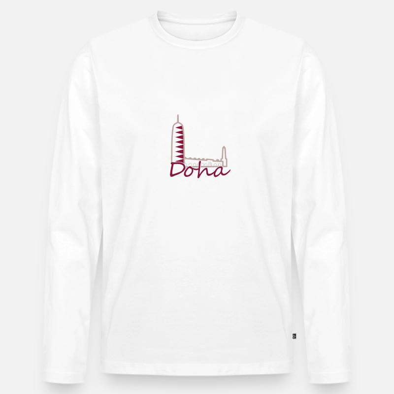 Doha - Männer Premium Bio Langarmshirt - Weiß