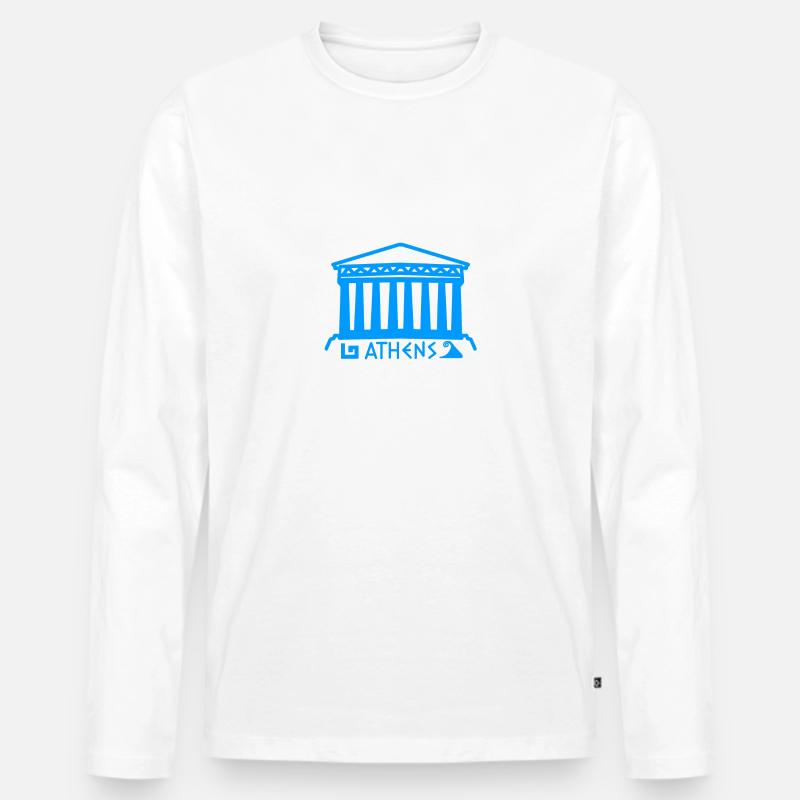 Athen - Männer Premium Bio Langarmshirt - Weiß