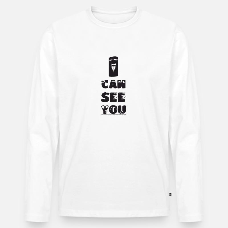 I CAN SEE YOU - Männer Premium Bio Langarmshirt - Weiß
