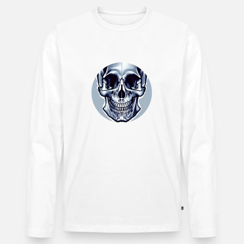 Grey Skull - Abstract - Männer Premium Bio Langarmshirt - Weiß
