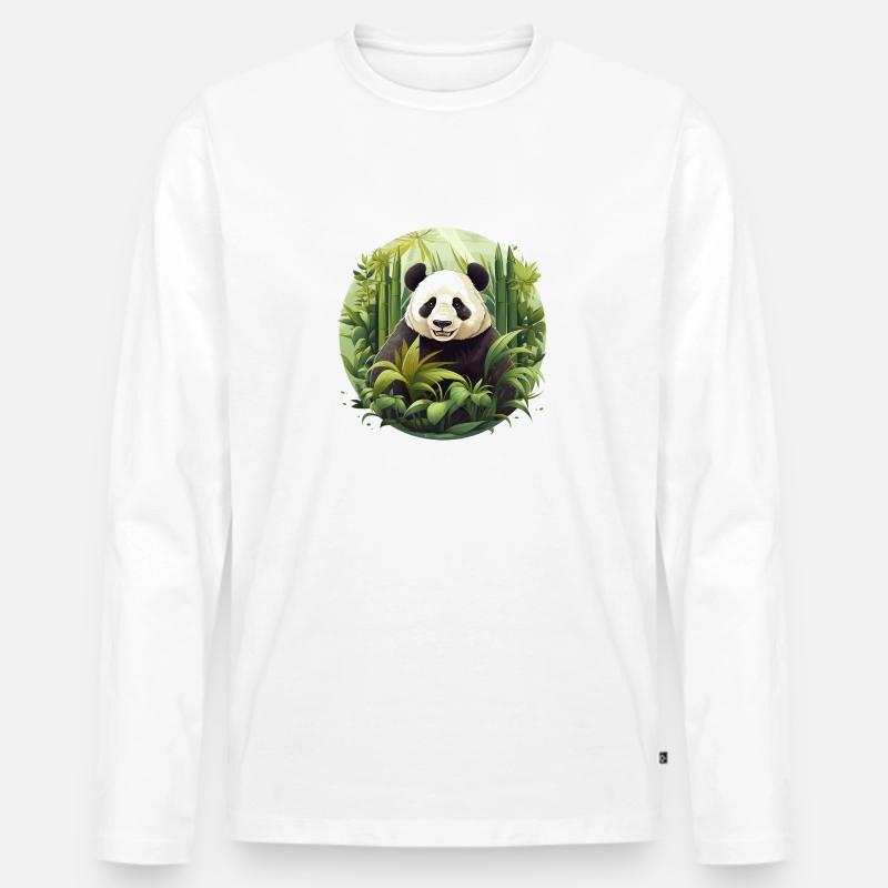 Panda's Paradise - Männer Premium Bio Langarmshirt - Weiß