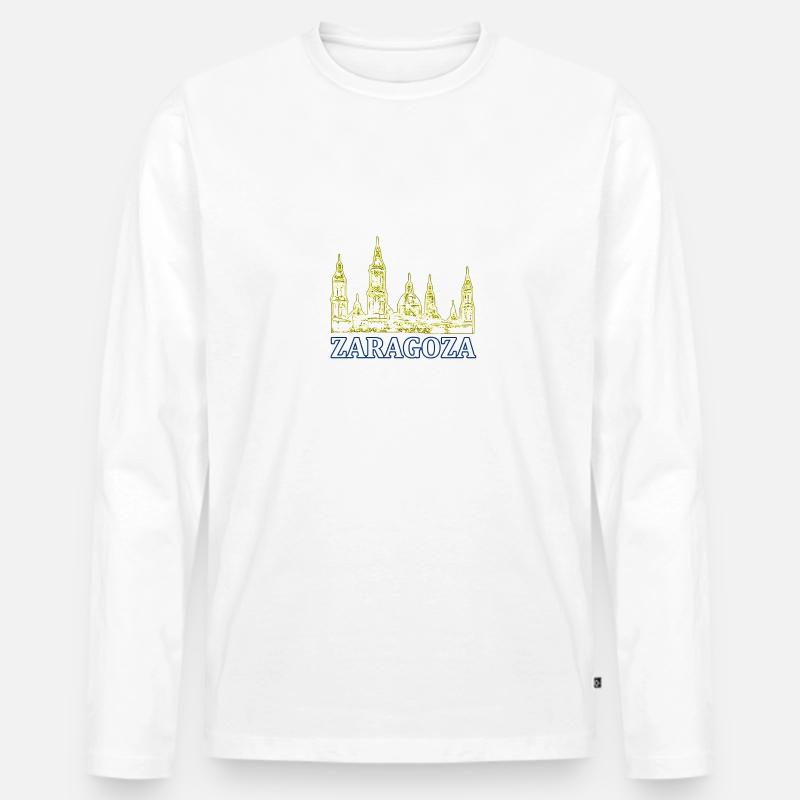 Saragossa - Männer Premium Bio Langarmshirt - Weiß