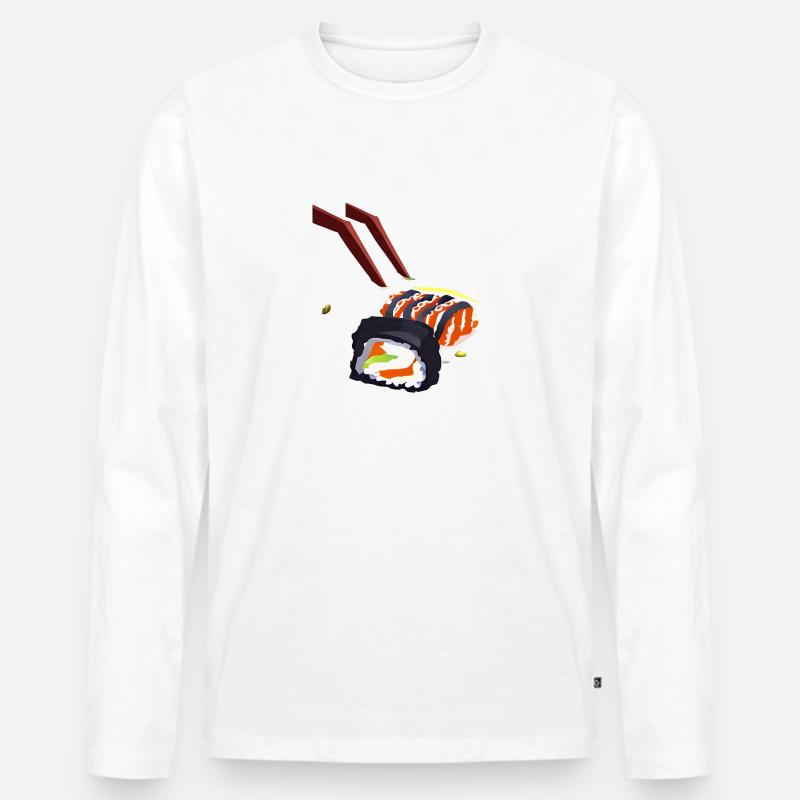 Sushi - Männer Premium Bio Langarmshirt - Weiß